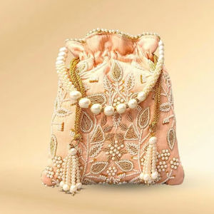 DAZZLING 2025 bolsos POTLI de muñeca de estilo de moda tela de seda cristal Beadsstone perla DABKA bordado para fiesta-desgaste/boda - Product Image 1