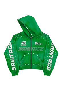 Sudadera Urbana con Estampado Personalizado, Bordado y Pedrería, Diseño Urbano de Moda, Felpa Gruesa Lavada, Talla Grande - Product Image 2