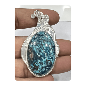 Collar de Plata de Ley 925 al por mayor cadena pulida de rodio alto colgante de piedras preciosas de thulita rosa de moda para aniversario - Product Image 6