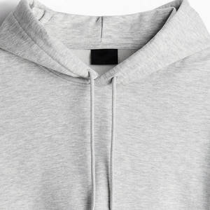 เสื้อฮู้ดแบบสวมหัวสีเทาสำหรับผู้ชายปรับได้มีฮู้ดผ้าฝ้ายผสมแห้งเร็วดีไซน์ล่าสุด - Product Image 4