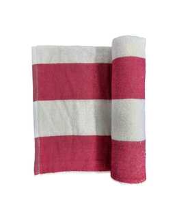 Unique Striped Pattern Pure Cotton Beach <b>Towel</b> Absorbent Terry Cabana in <b>Pink</b> & White Price - Product Image 1