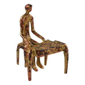 Sculpture de figure abstraite de style nordique, pose debout, décoration de table de bureau, statue humaine avec base en bois finition noire - Product Image 3