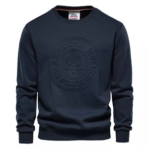 Custom Cotton French <b>Terry</b> Plain <b>Bulk</b> Streetwear 3d Crewneck Oversized Embossed Sweatshirt for Men - Product Image 2