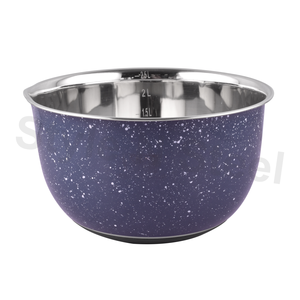 Tazón Medidor de Acero Inoxidable, Diseño Clásico Ecológico con Grabado, para Preparar y Servir Ensaladas de Frutas - Product Image 1