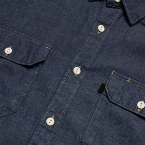 Chemise en jean à boutons couverts, respirante, à manches longues, couleur unie, teinte unie, durable, confortable, chemise en jean décontractée, OEM - Product Image 6