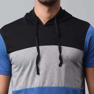 Camiseta con capucha para hombre, tela de estambre de poliéster/algodón, secado rápido, transpirable, ligera, informal, deportiva, para correr, talla europea - Product Image 4