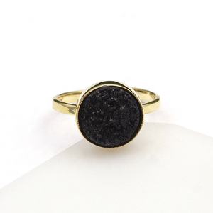 Hermoso anillo de piedras preciosas Druzy de azúcar rojo chapado en oro ajustable forma redonda anillo de piedras preciosas hecho a mano joyería de diseñador - Product Image 5