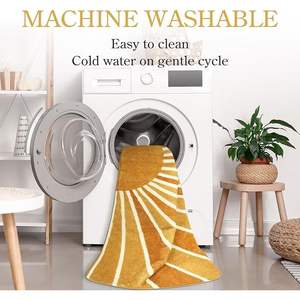 Tapis de bain personnalisé en velours style vintage, avec dos antidérapant, garniture à pompons absorbante, motif géométrique à points, pour la maison et l'hôtel - Product Image 6