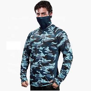 Camisas de pesca personalizadas con estampado Digital de camuflaje con capucha y máscara, ropa de pesca con protección UV, sublimación, poliéster, pesca con capucha - Product Image 6