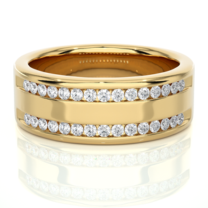 Bague de mariage à deux rangs en moissanite ronde de 1 carat en argent, élégantes bagues en moissanite pour les mariées - Product Image 6