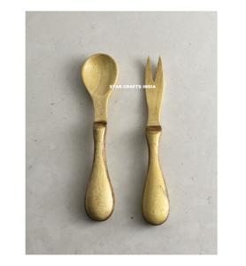 Accueil Accessoires de cuisine Salade en bois faite à la main Designer Nouveau Design Saladier Set de salade en bois de luxe de l'Inde - Product Image 4