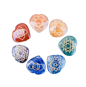 Ensemble de Reiki en forme de cœur gravé avec 7 chakras, pour la guérison spirituelle, l'équilibre énergétique, la méditation, le yoga, la guérison des chakras, cadeau pour la pratique à domicile - Product Image 3