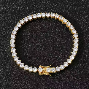 Luxury 3mm Lab Grown Cut Diamond Tennis Chain Slim Iced Necklace for Him Stylish Streetwear Yellow Gold Bling for <b>Wedding</b> - Product Image 4