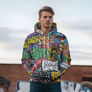 Sudadera con Capucha Unisex de Invierno con Estampado Personalizado Contemporáneo, Patrones Brillantes, Interior Suave y Flexible, Estructura Cálida, Transpirable y Ecológica - Product Image 5