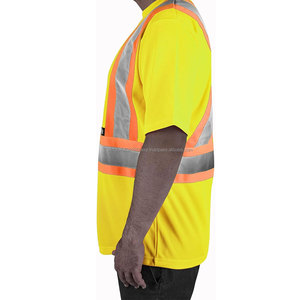 T-shirt de sécurité haute visibilité pour hommes, vêtements de travail, ouvrier du bâtiment, respirant, imperméable, coton, manches longues, réfléchissant - Product Image 5