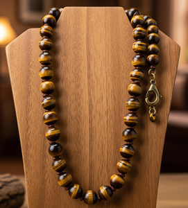 Acheter Collier œil de tigre femmes 18 pouces noué à la main tibétain argent serrure 14K plaqué or cadeau chrétien à la mode perles Design de mode - Product Image 4