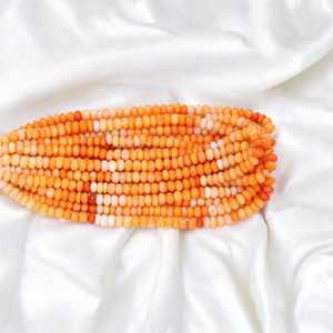 Perles Rondelle Lisse Opale Ombrée Orange Naturelle Brin 7mm à 10mm Perles de Pierres Précieuses Lâches pour la Fabrication de Bijoux Fourniture en Vrac Inde - Product Image 1