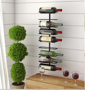 Panel de pared hexagonal negro moderno. Porta copas de vino artístico de metal. Disponible a precio de mayoreo. - Product Image 2