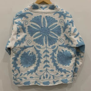 Bohemian Velvet Embroidered Suzani Jacket Cropped Jacket Winter Wear Jacket Gift For <b>Wife</b> Spring Coat Festival Statement Jacket - Product Image 1