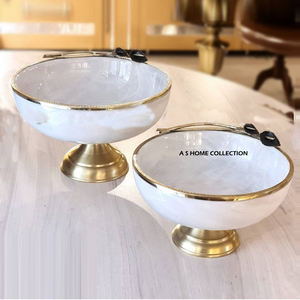 Grand bol à servir en bois de style décoratif pour la maison, avec base en bois, pour les fêtes de Noël en Inde - Product Image 4