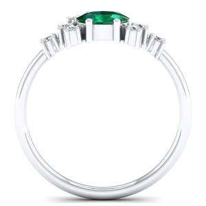 Anillos de Compromiso de Oro Sólido de 14K con Certificado REYES GRA, Joyería Fina con Moissanita, Corte Ovalado, Gema Esmeralda de 0.5 Quilates para Mujer - Product Image 4