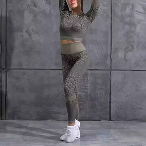 Conjunto de Yoga con sublimación sin costuras de etiqueta privada para mujer, ropa de Fitness, pantalones de Yoga y Sujetador deportivo alto, conjunto de 2 piezas, conjuntos para mujer - Product Image 2