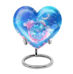 Horloge céleste coeur urne pour cendres humaines ciel cosmique Design décoratif souvenir adulte enterrement funéraire 200 pouces cubes urnes - Product Image 1