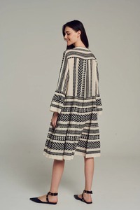 New Arrival Women's Handmade One-Piece Short Tunic Dress V-Neck Textured Breathable Lightweight <b>Viscose</b>/<b>Cotton</b> for Summer - Product Image 4