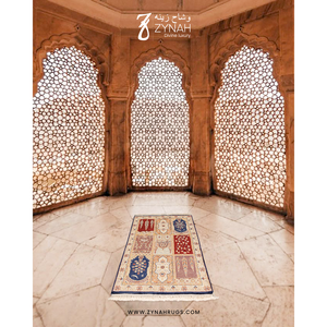 พรมละหมาดแบบพกพา ลายดอกไม้ ผ้าไหมแจ็คการ์ด ทำมือ/เครื่องจักร ซักได้ พร้อมเบาะรอง ขนาด 27x42 - Product Image 1