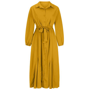 Abaya pour femmes, style actuel, confortable, légère, séchage rapide, manches longues, robe musulmane décontractée, couleur unie, respirante, en vente - Product Image 5