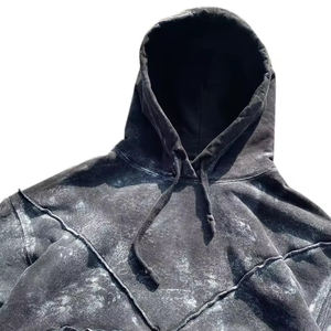 Sweat à capuche en polaire éponge française pour hommes, vintage, délavé au soleil, style surdimensionné, vieilli, haute qualité, à la mode OEM - Product Image 6