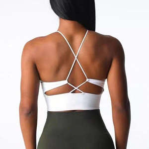 Sujetador Deportivo de Talla Grande con Espalda Cruzada, Transpirable, de Secado Rápido, Sin Costuras, Soporte Medio, Tirantes Finos, para Yoga, Correr, Gimnasio, Mujer, Spandex/Nailon - Product Image 6