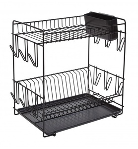 Grande portapiatti in acciaio inox per 18 piatti, nero, 43x25x41,5 cm (Sauvic 89023) - Product Image 1