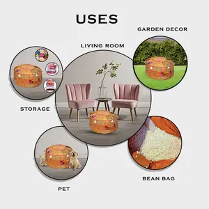 Puf hecho a mano para decoración del hogar, taburete de pie redondo, asiento otomano, calidad de exportación, proveedor indio - Product Image 3