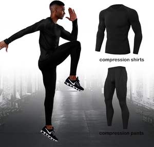 Collants de compression de fitness à manches longues pour hommes Costumes 2 pièces Ensemble d'entraînement de gymnastique active Marque privée Vêtements de yoga Chemise de compression - Product Image 6
