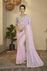 Estilo tradicional bordado a mano Chanderi Silk Saree Party Wear con Chikankari & Zari Work nuevo diseñador Sari - Product Image 4