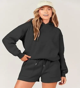 ชุดเซ็ตเสื้อฮู้ดแขนยาวพิมพ์ลายพัฟฟ์และกางเกงขาสั้นลำลองแฟชั่นฤดูใบไม้ร่วงฤดูหนาวสำหรับผู้ชาย แบบสั่งทำพิเศษ - Product Image 2