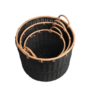 Juego de 3 cestas de ratán negro, cestas de almacenamiento hechas a mano, venta al por mayor, ecológicas, hechas en Vietnam - Product Image 5