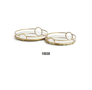 ถาดประดับเพชรอลูมิเนียมชุบทองสําหรับเสิร์ฟถาดเงินตกแต่งอลูมิเนียมพร้อมขัดเงา - Product Image 5