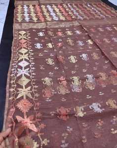 Exclusif Qualité Export Deshi Dhakai Jamdani Sharee pour Femme JAMDANI FABRIC Bleu ROUGE VERT Doré Bleu Ciel du Bangladesh - Product Image 3