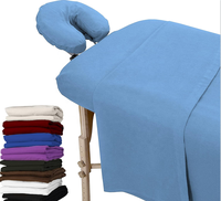 Ensemble de 3 draps de table de massage, 100% coton naturel, table de massage en flanelle, draps plats ajustés avec taie d'oreiller pour le visage