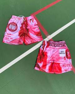 กางเกงขาสั้นผ้าโพลีเอสเตอร์สำหรับผู้ชายกางเกงเอวยางยืดปานกลางระบายอากาศได้ดีมี100% ออกแบบได้ตามต้องการลายลูกไม้ถักแบบเรียบง่ายแห้งเร็ว - Product Image 6