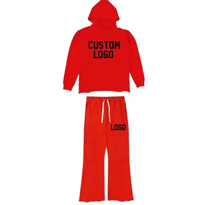 Chándal Fabricantes al por mayor Estilo de calle 500 GSM Conjuntos de chándal desgastado Trajes de chándal apilados Ropa de lavado ácido Flare - Product Image 3