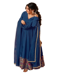 Vesta Exports Designer de luxe Dhoti Costume fait à la main décontracté de haute qualité Vêtements Automne Doublure en soie Fil-Paillettes Broderie Dentelle - Product Image 1