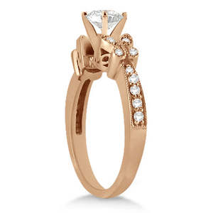 Anillo de Compromiso de Oro Rosa de 14K con Diamante Redondo de 2.00ct y Elegante Diseño de Mariposa - Product Image 2