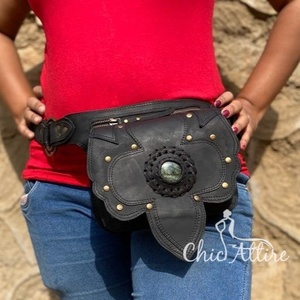 Unisex Black Leather Hip Pocket <b>Belts</b> Waist Bags <b>Travel</b> <b>Belts</b> Multi Uses Waist Bags Vintage Bags - Product Image 1