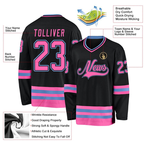 Maillot de hockey sur glace personnalisé pour hommes, haute qualité, respirant, séchage rapide, design sublimé et lavé, service OEM pour joueurs de hockey sur glace - Product Image 4