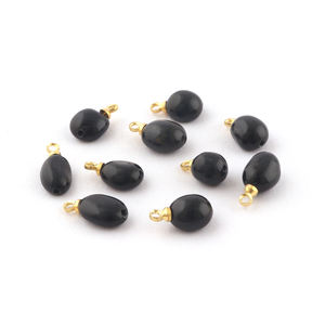 Hermosa caída suave natural negro ónix piedra preciosa DIY conector 18K chapado en oro forma irregular conectores colgantes de fianza única - Product Image 3