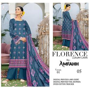 Trajes de césped estampados de diseñador para damas para verano Ropa Shalwar Kameez para mujeres en India y Pakistán Opciones de talla grande disponibles - Product Image 4