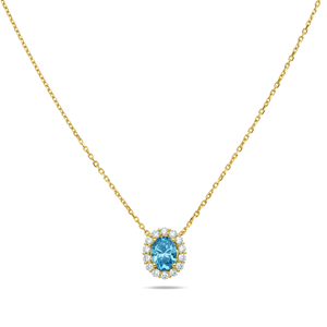 สร้อยคอจี้ทองคำขาว 18K พร้อมเพชรทรงรีสีน้ำเงินสดใส 2.38 กะรัต เพชรแฟนซีทรงรีที่เพาะเลี้ยงในห้องปฏิบัติการ - Product Image 3
